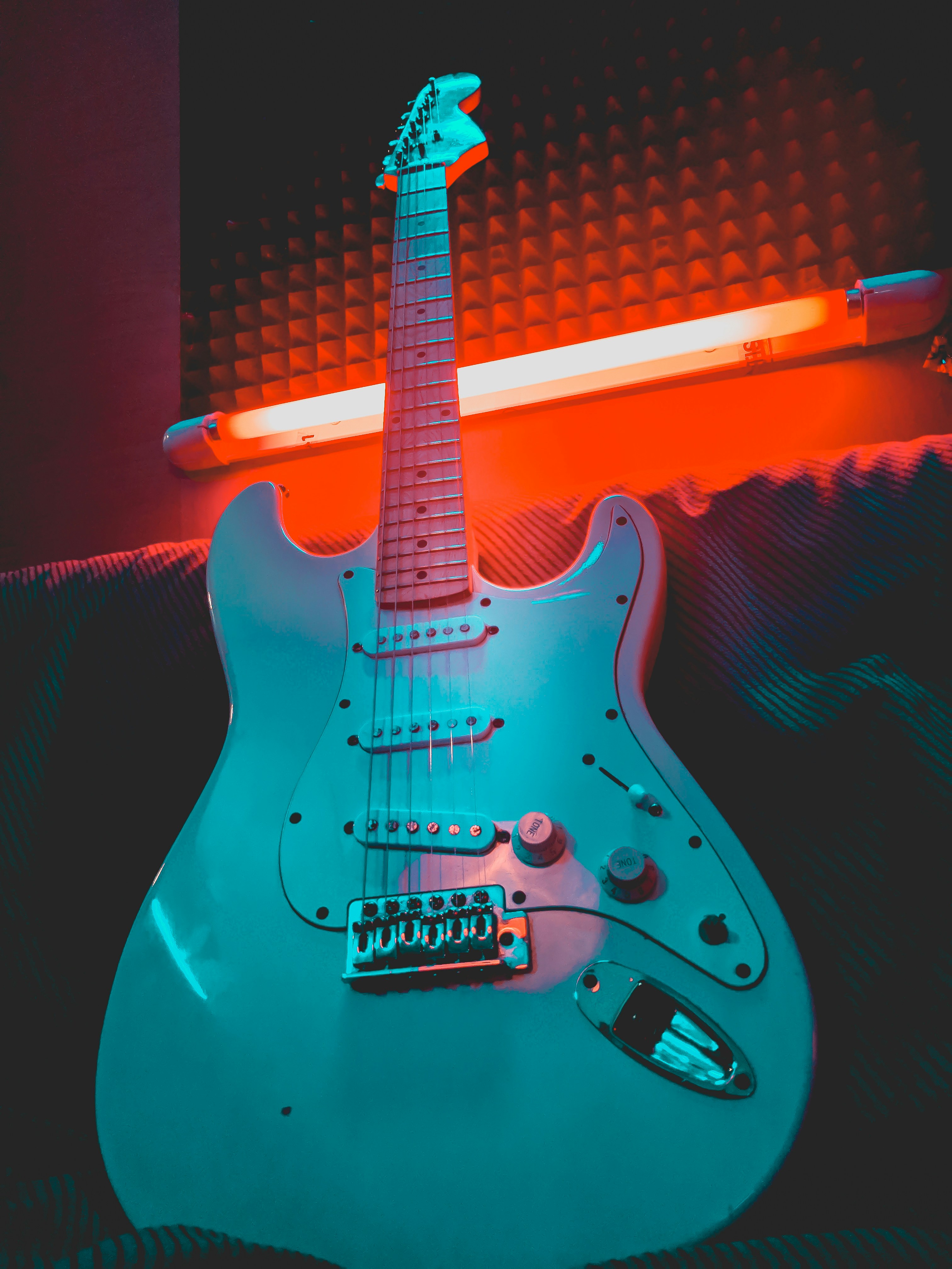 Playing guitar